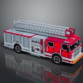 Red And Silver Toy Fire Truck Model With Ladder And Detailed Design