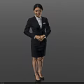 Professional Woman in Dark Suit Skirt White Shirt and Black Heels Standing with Crossed Hands