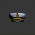 White Military Officer Cap With Dark Gray Brim Golden Decorative Patterns And Yellow Band