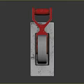 Red Metal Hook Attached To Gray Concrete Block With Silver Bearing 3D Rendering