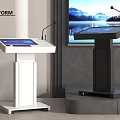 Modern Podium Designs With Screen And Microphone In White And Black