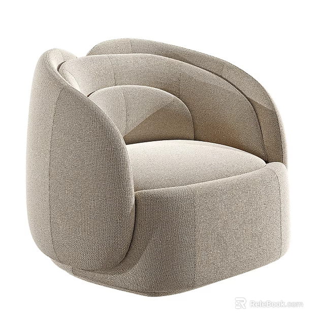 Elegant Modern Single Sofa With Curved Design And Soft Fabric Upholstery For Comfort 3d model 