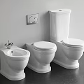 Modern Three White Ceramic Toilets With Sleek Design For Bathroom Interior 3d model