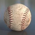 Vintage Worn Baseball Sports Equipment With Red Stitching And Distressed Surface