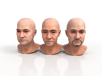 Realistic style male avatar elderly male avatar bald male avatar beard male avatar elderly grandfather grandfather Chinese elderly 3d model