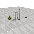 Outdoor Tile Floor Design With Street Lighting Bench Tree Grate And Trees