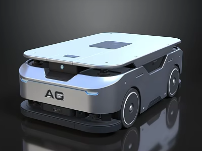 AG Silver Mobile Robot With Top Platform And Modern Design Wheels 3d model