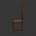 Ornate Classic Single Chair With Carved Wooden Frame And Patterned Upholstered Seat