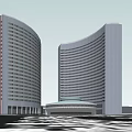 Modern Hotel Building Design With Two Tall Structures And Circular Exterior 3d model