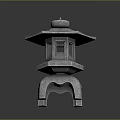 Traditional Japanese Stone Lantern With Pagoda Style Top And Decorative Base