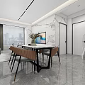 Modern Living Dining Room Interior With Gray Sofa Coffee Table TV And Dining Set