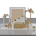 Luxury Sales Office Interior Design With Floral Decorations Staircase Gift Boxes And LOGO Display Area