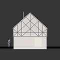 Modern Architectural Model With Geometric Roof Structure Skylights Light Colored Walls And White Platform