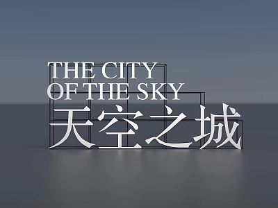 3D Typography Design Featuring The City Of The Sky Text On Gradient Background 3d model