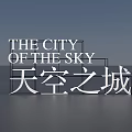 3D Typography Design Featuring The City Of The Sky Text On Gradient Background
