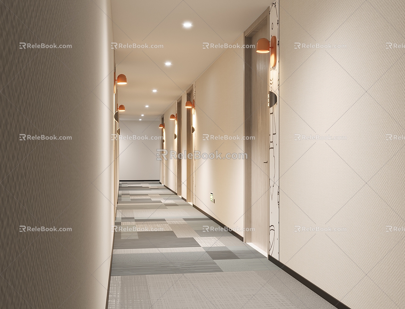 Modern Corridor Hotel Away 3d model