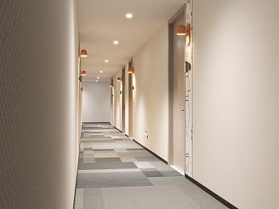 Modern Corridor Hotel Away 3d model