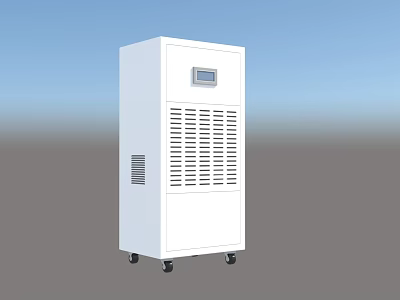 White Vertical Home Use Dehumidifier With Digital Display Ventilation Grilles And Wheels 3d model