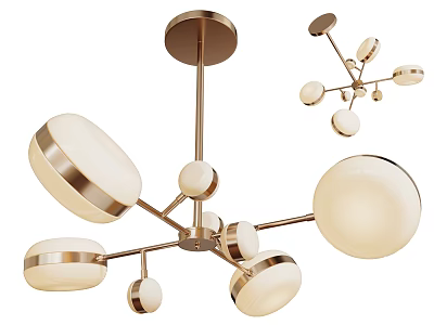 Modern Minimalist Chandelier With Metal Frame Multiple Arms And Spherical Glass Shades 3d model