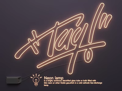 Modern Neon Lamp Lighting Combination With Artistic Tagline Design For Wall Decor 3d model