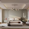 Elegant Modern Bedroom Interior Design With Comfortable Bed Pillows Nightstand And Decorative Wall Art