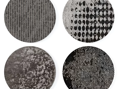 Round Rugs With Diverse Patterns Including Stripes Dots And Herringbone Textures 3d model
