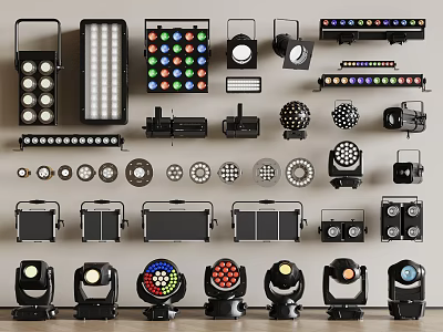Professional Stage Lighting Fixtures Combination With LED Panels RGB Spotlights And Moving Head Lights 3d model