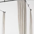 Beige Linen Bed Canopy Design With Hanging Rod And Tieback For Bedroom Decor