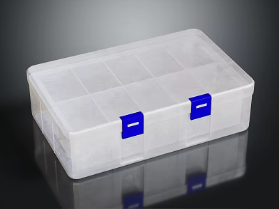 Transparent Jewelry Ornament Combination Storage Box With Divided Compartments And Blue Clips 3d model