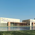 Modern Campus School Building With Multi Story Structure Green Playground And Lush Trees
