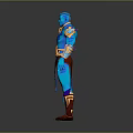 Blue Mythical Character With Glowing Body Golden Ornaments And Red Pants