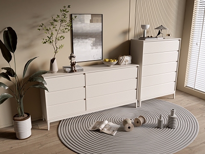 Modern Cream Style Cabinet Whole Cabinet Sideboard Cabinet Balcony Cabinet Storage Cabinet Entrance Cabinet 3d model