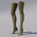 Elegant Beige Textured Over The Knee Boots With Stiletto Heels Fashion Footwear