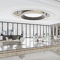 Modern Reception Area Design With Front Desk Waiting Seats And Glass Windows