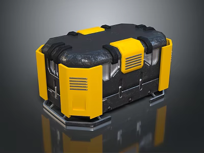 Yellow And Black Industrial Container With Reinforced Design Ventilation Grilles And Sturdy Base 3d model