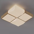 Modern Flush Mount Ceiling Light With Geometric Square Panel Light Colored Design