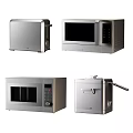 Modern Stainless Steel Kitchen Appliances Including Toaster Microwave And Air Fryer