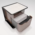 Modern Wooden Bedside Table With Wood Grain Black Frame And Metal Buckle Wheels