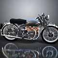 Vintage Black Motorcycle With Black Leather Seat Shiny Metallic Engine And White Wall Tires