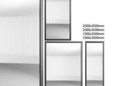 Stylish Swing Doors With Ribbed Glass In Multiple Sizes For Home Interiors 3d model
