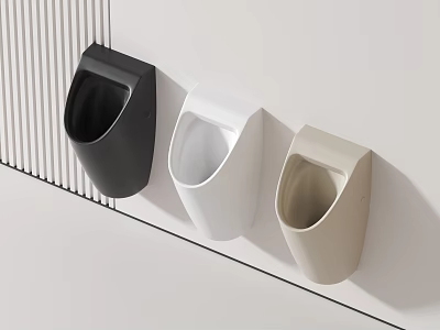 Wall Mounted Urinals In Black White And Beige 3d model
