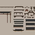 Traditional Chinese Architectural Components Including Eaves Brackets Beams And Roof Structures 3d model