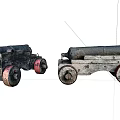 Ancient Weapon Cannon With Wooden Carriage Iron Barrel And Wheels