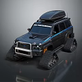 SK Performance Black Off Road SUV Featuring Roof Rack And Track Tires Design