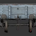 Old Blue Freight Wagon With WEST 22091 Markings And Rustic Wooden Planks Inside