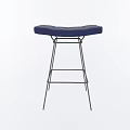 Modern Blue Velvet Tufted Bar Stool Featuring Sleek Metal Frame Design