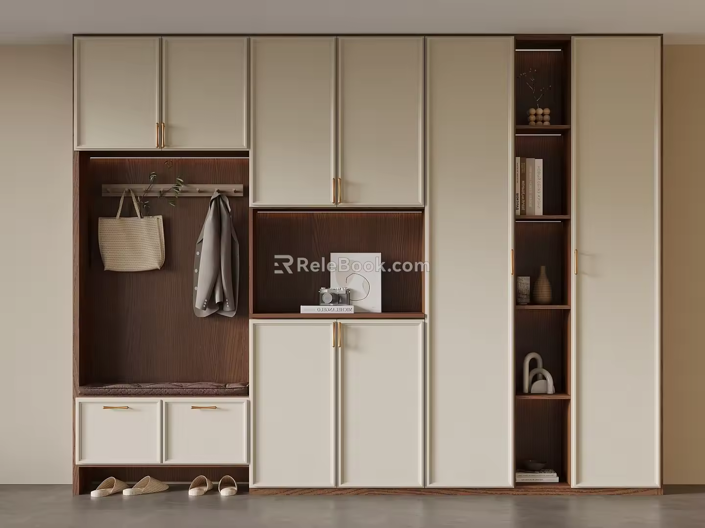 Middle style shoe cabinet 3d model