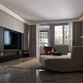 Modern Living Dining Room Interior With Black Marble Table Chairs And Green Plant