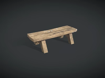 Rustic Wooden Bench With Natural Wood Grain And Simple Design For Home Decor 3d model