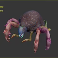 Pink Mite With White Spots And Multiple Legs 3D Rendered On Dark Background 3d model